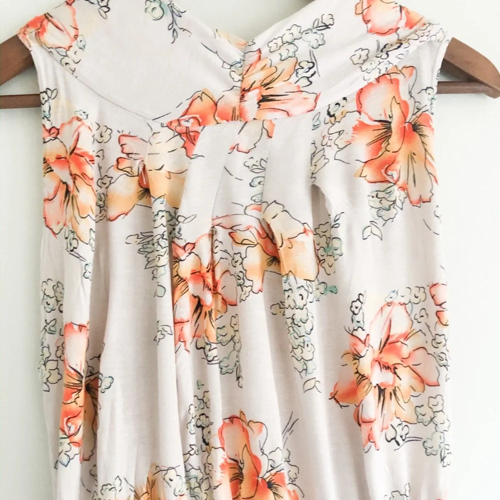 Free People Orange Floral Jersey Dress